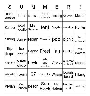 Summer! Bingo Card