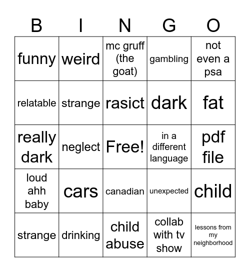 psa bingo Card