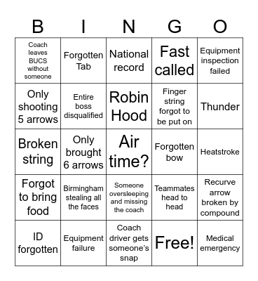 BUCS BINGO! Bingo Card
