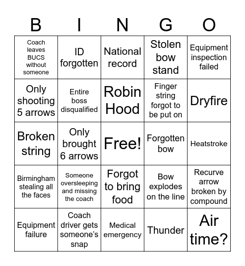 BUCS BINGO! Bingo Card