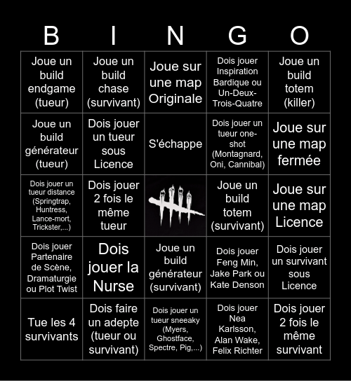 Bing'eau du Récif - Copycat Challenge, Dead by daylight Bingo Card