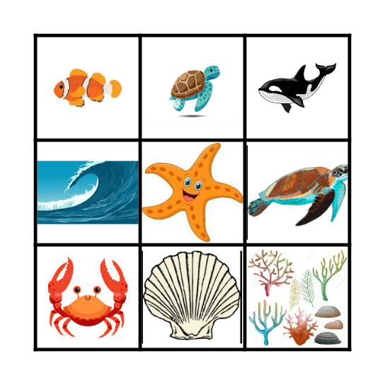 SEA ANIMALS Bingo Card