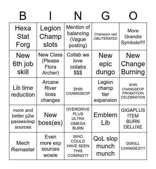 OVERDRIVE OVERDRIVE OVERDRIVE Bingo Card