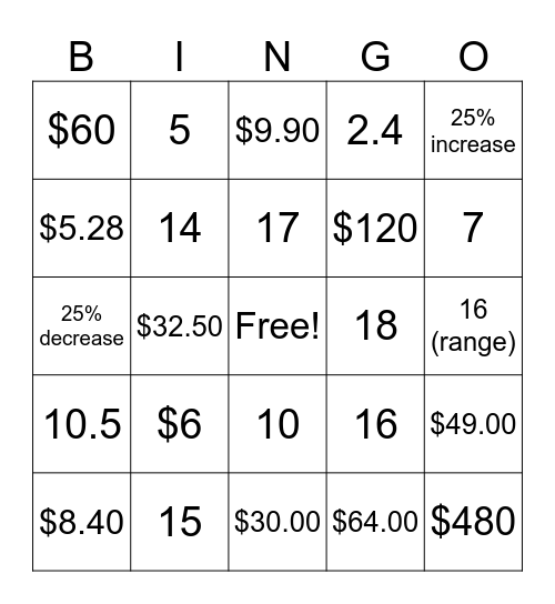 Finals Bingo Card