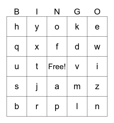 Alphabet Bingo Card
