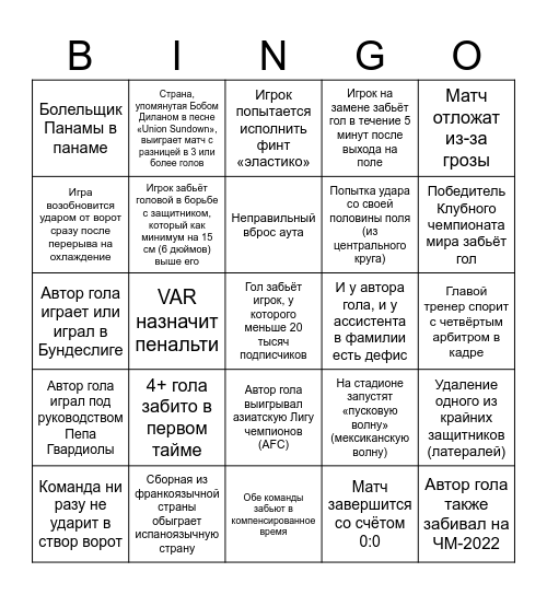 FIFA World Cup 2026 Bingo 🇲🇽🇺🇸🇨🇦 Bingo Card