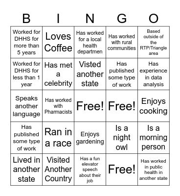 Get to Know You Bingo Card
