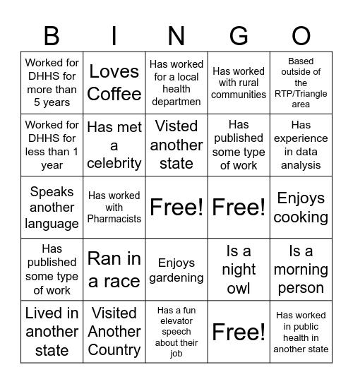 Get to Know You Bingo Card