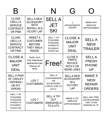 CYCLE CENTER BINGO Card