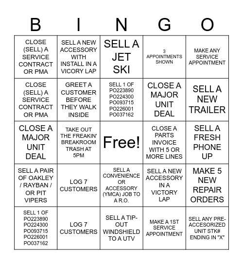 CYCLE CENTER BINGO Card