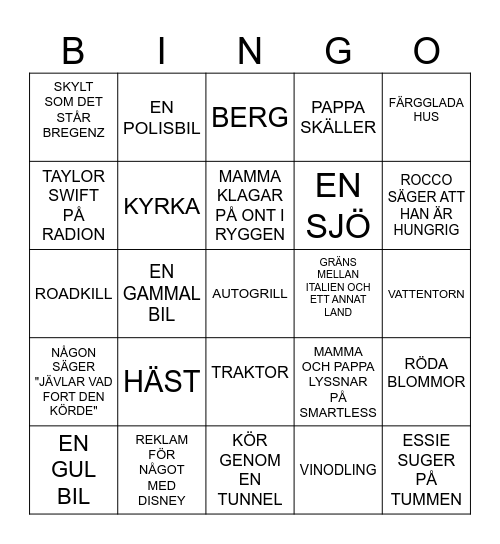 ROADTRIP 2026 ETAPP 1 Bingo Card