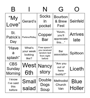 Brent Bingo Card
