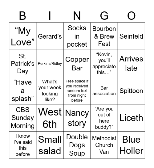Brent Bingo Card