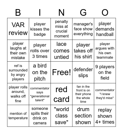 WORLD CUP Bingo Card