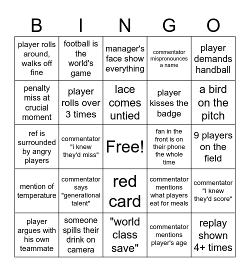 WORLD CUP Bingo Card