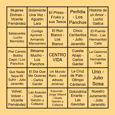 BINGO MUSICAL Bingo Card