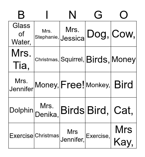 PACT TEAM Bingo Card