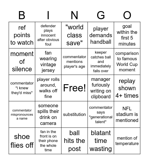 WORLD CUP Bingo Card