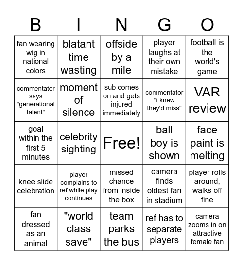 WORLD CUP Bingo Card