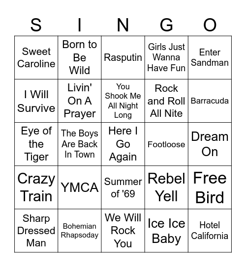 SINGO - JUNE 16 Bingo Card