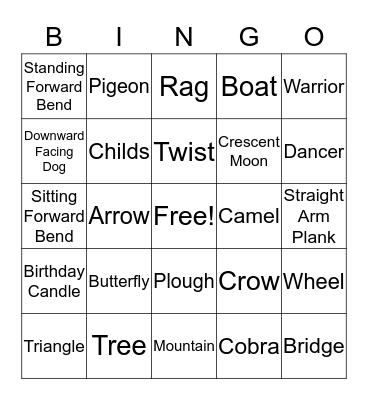 Yoga Bingo Card