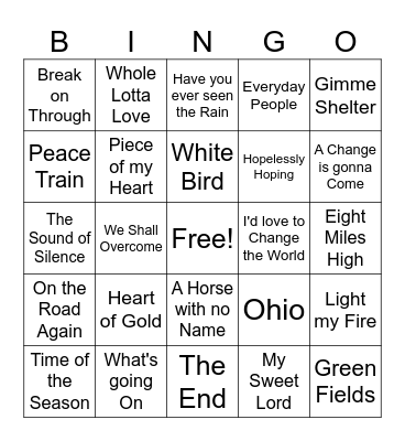 Hippie Nation Game 2 Bingo Card