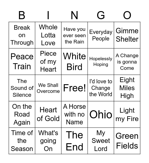 Hippie Nation Game 2 Bingo Card