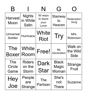 Hippie Nation Game 3 Bingo Card