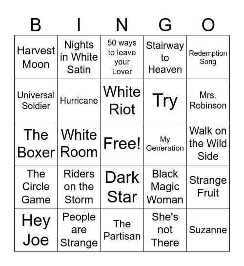 Hippie Nation Game 3 Bingo Card