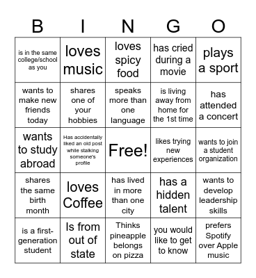 Find Someone Who... Bingo Card