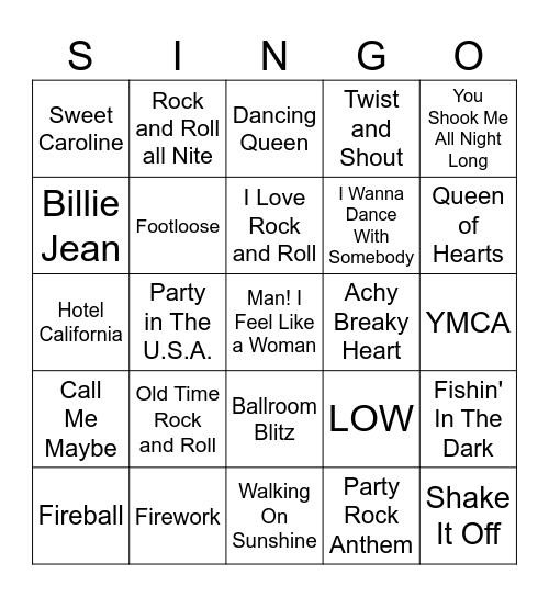Mixed Music SINGO - June 15 Bingo Card