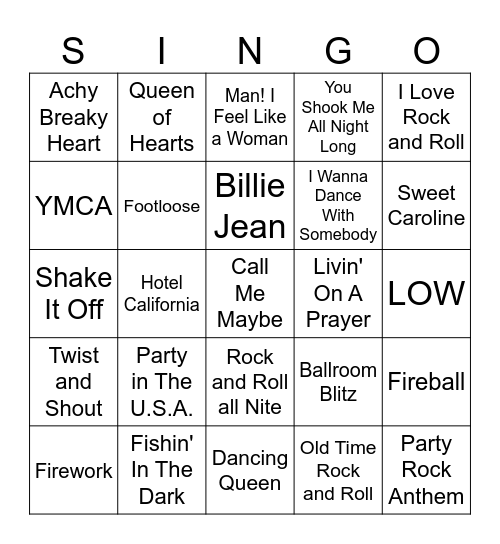 Mixed Music SINGO - June 15 Bingo Card