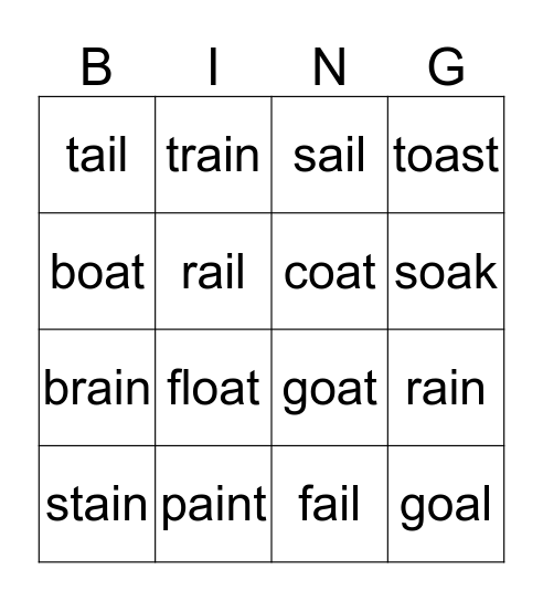 JOLLY PHONICS BINGO Card