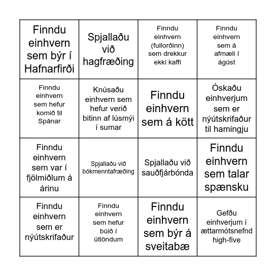 ÆTTARMÓTSBINGÓ Bingo Card