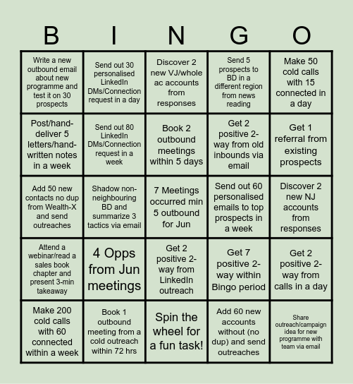 June Hustle Bingo Card