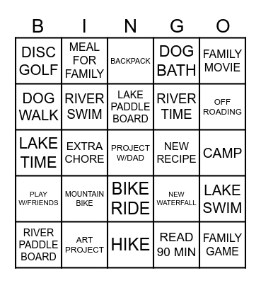 SUMMER FUN BINGO Card