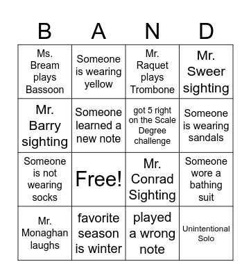 LR SUMMER BAND BINGO 2026 Bingo Card