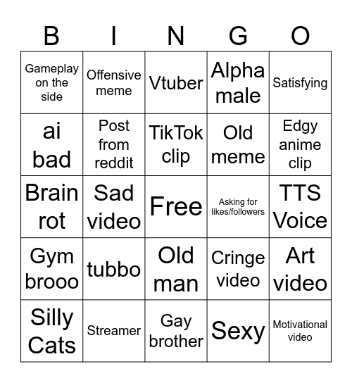 Instagram Reels bingo Card