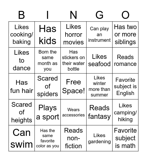 Ask Library Staff! Bingo Card