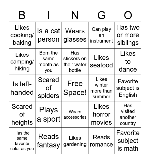Ask Library Staff! Bingo Card