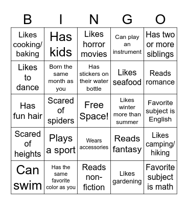 Ask Library Staff! Bingo Card