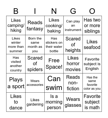 Ask Library Staff! Bingo Card