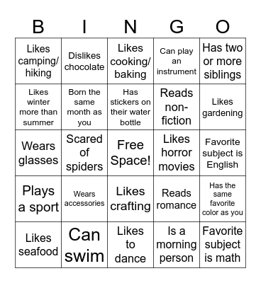 Ask Library Staff! Bingo Card