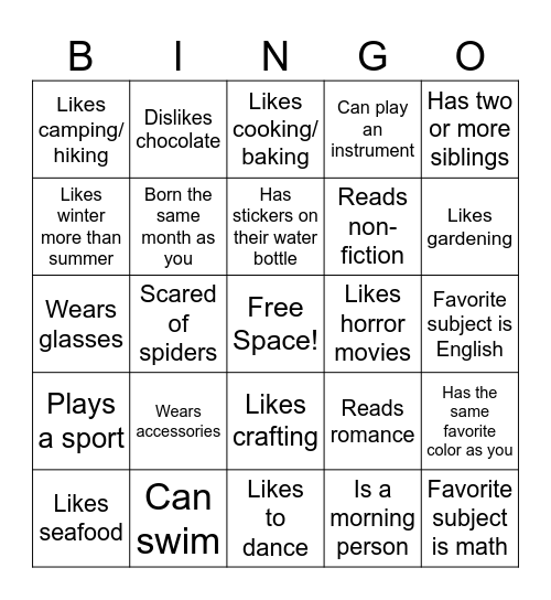 Ask Library Staff! Bingo Card