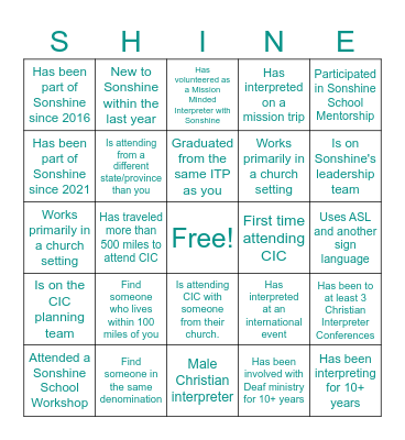 Sonshine Birthday Bingo! Bingo Card