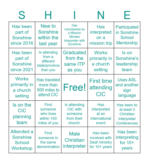 Sonshine Birthday Bingo! Bingo Card