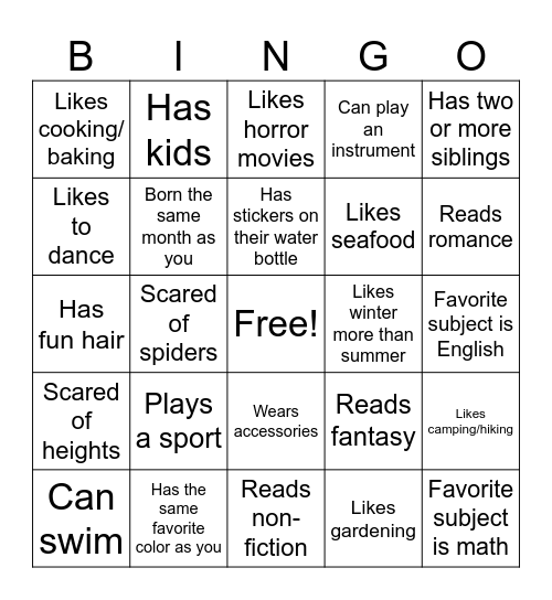Ask Library Staff Bingo Card