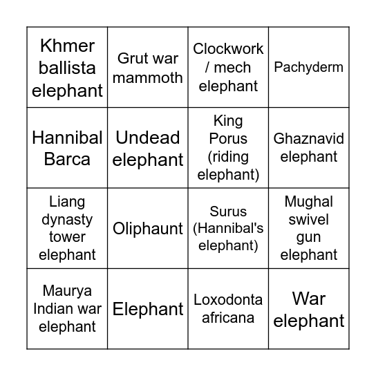 Heroscape Reveals Bingo Card