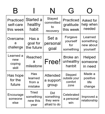 Change is Possible Bingo Card