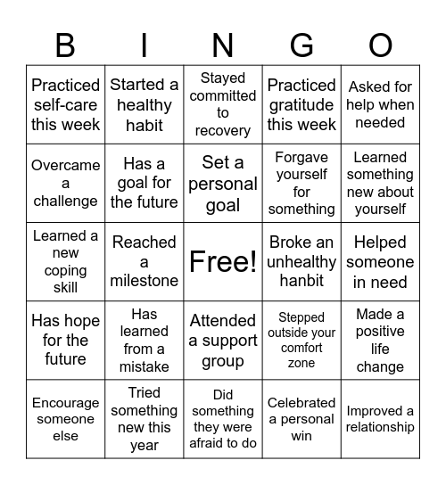 Change is Possible Bingo Card